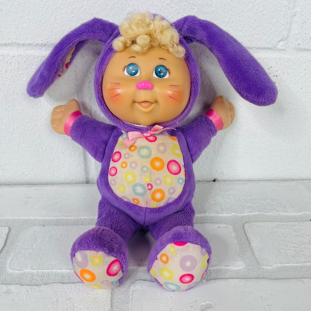 Cabbage Patch Kids Cuties Purple Bunny Rabbit Plush Doll Blue Eyes Blonde Hair